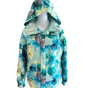 NORTH FACE Winter Coat with Detachable Hood Blue Floral Size Medium